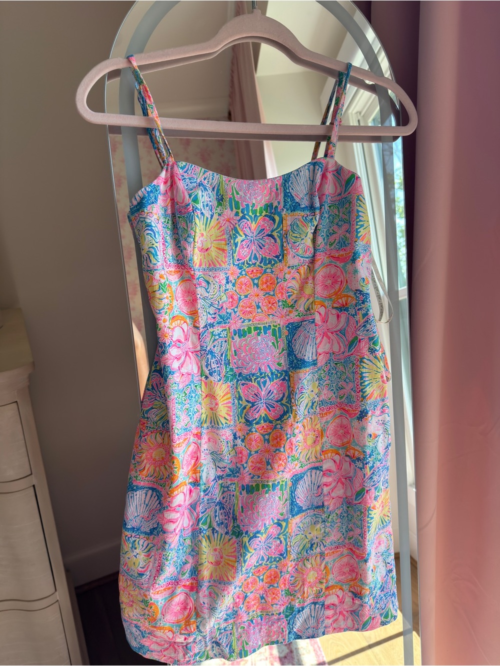Lilly Pulitzer Pink Blue Floral Patchwork Slip Dress